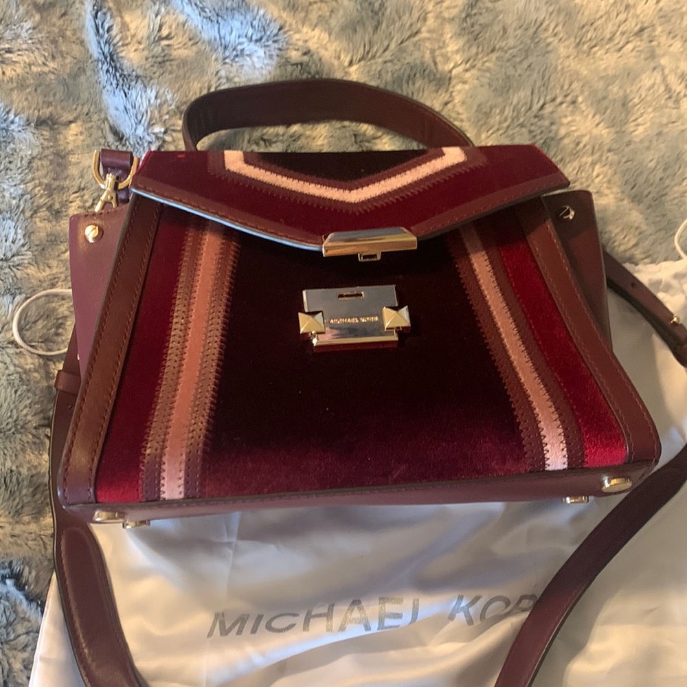 Michael Kors Burgundy Velvet Stitch Purse